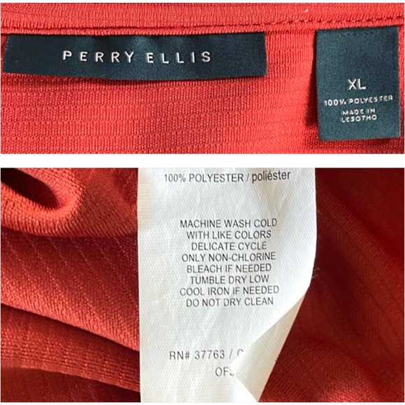 Perry Ellis Orange Ribbed Short Sleeve Polo Shirt XL - Picture 3 of 4